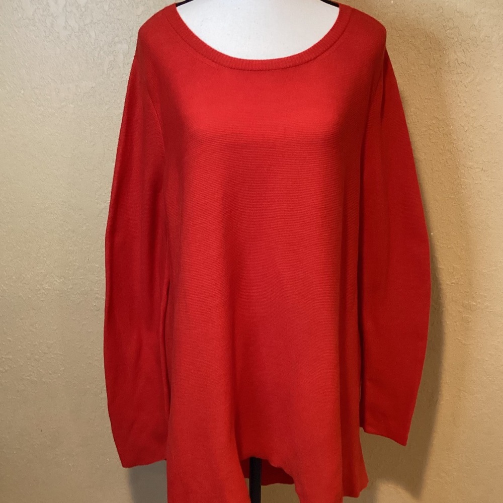 EILEEN FISHER Sweater Red, Oversized Size Medium, 100% Organic Cotton, Tunic‎
